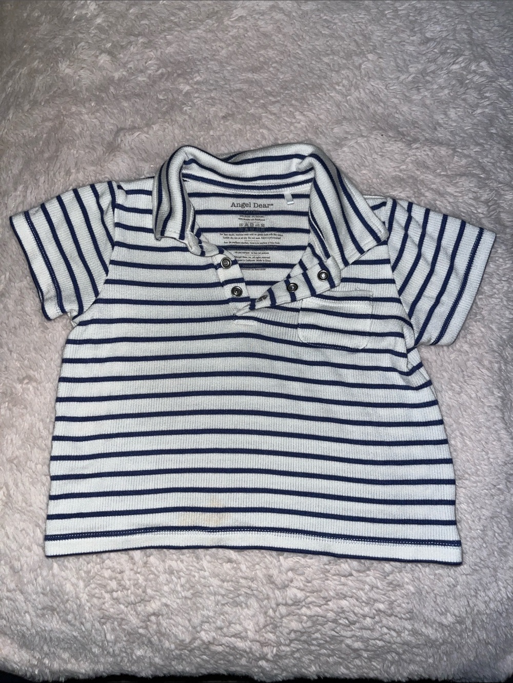 Angel Dear Navy & White Striped Polo Top